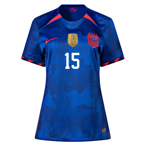Nike Womens United States Megan Rapinoe 4 Star Away Jersey 23/24 w/ 2019 World Cup Champion Patch (Hyper Royal/Loyal Blue)