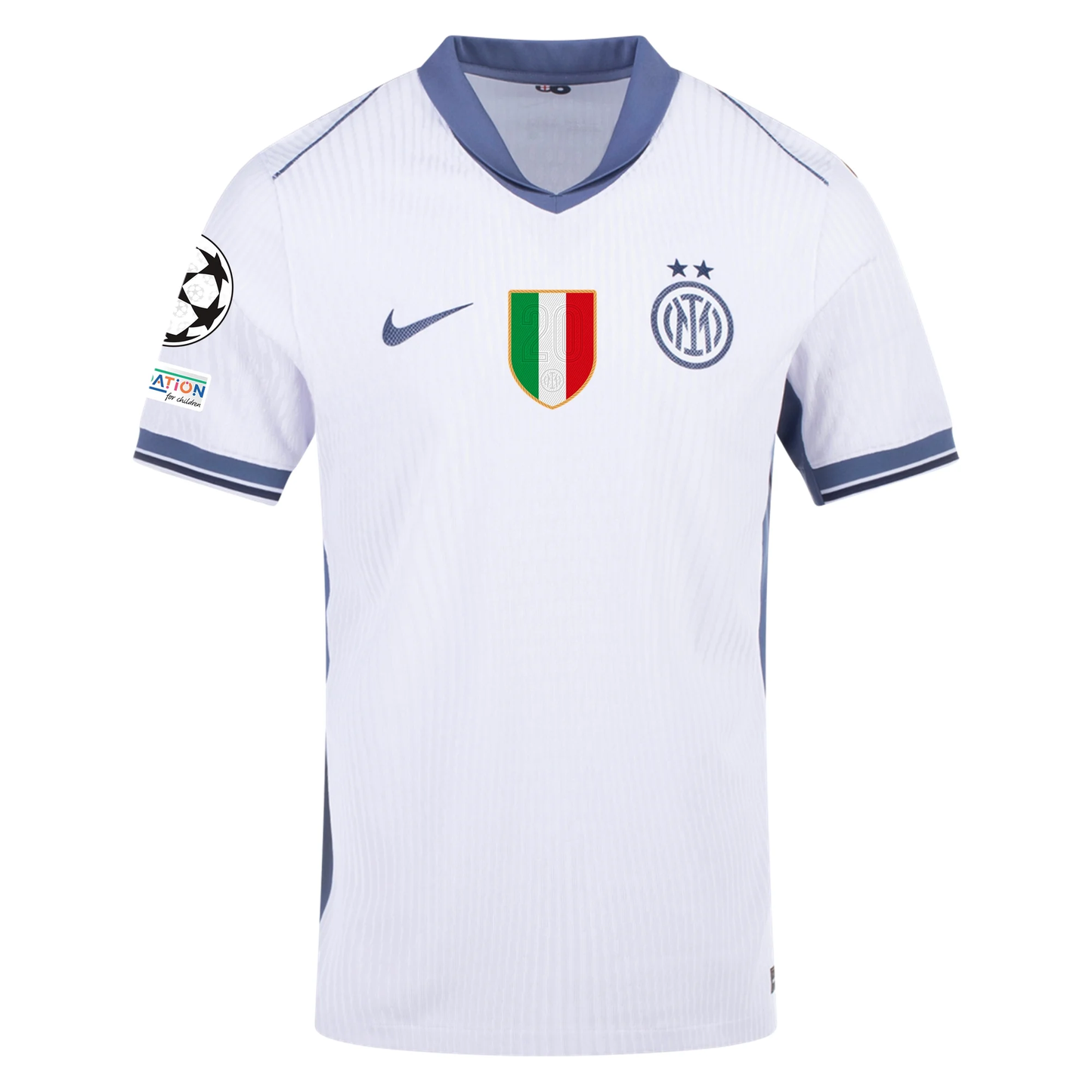 Nike Inter Milan Authentic Davide Frattesi Away Jersey w/ Champions League + Scudetto Patch 24/25 (White/Silver)