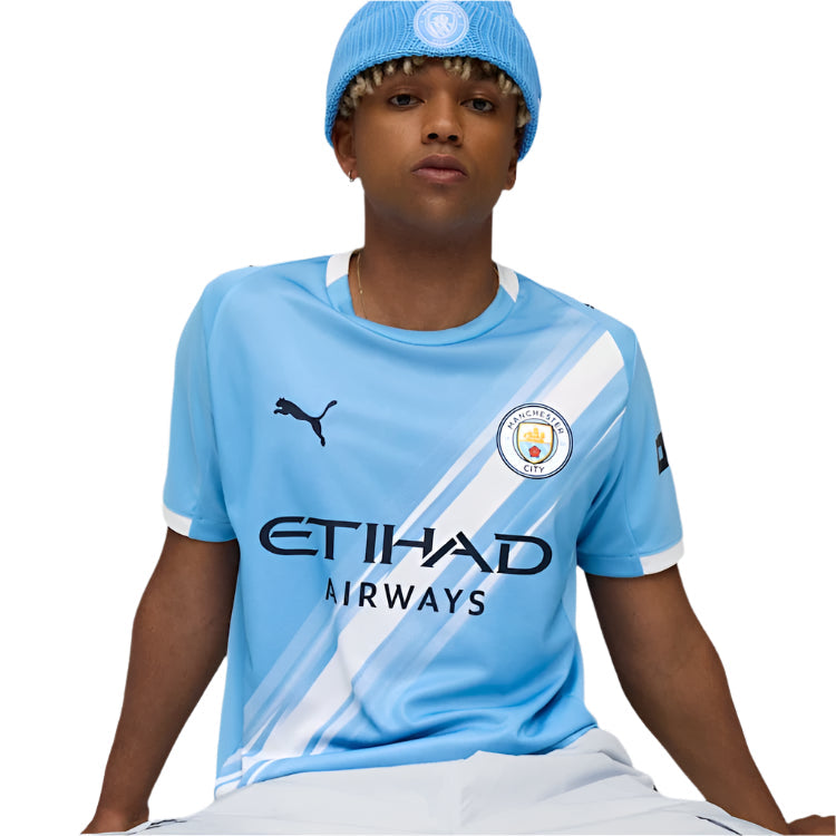 Puma Rico Lewis Manchester City Home Jersey 25/26 w/ EPL + Sponsor Patch (Team Light Blue/Puma White)