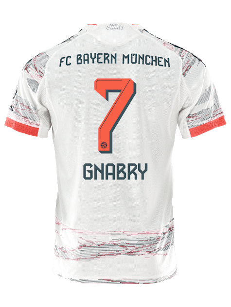 adidas Gnabry Authentic Away Jersey 25/26 w/ Sponsor + Meister Bundesliga Patch (White/Red)