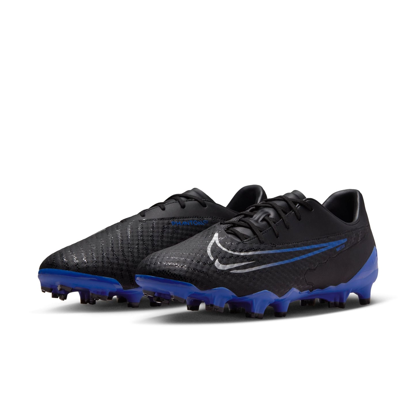 Nike Phantom GX Academy FG Firm Ground Soccer Cleats - Black/Chrome/Hyper Royal