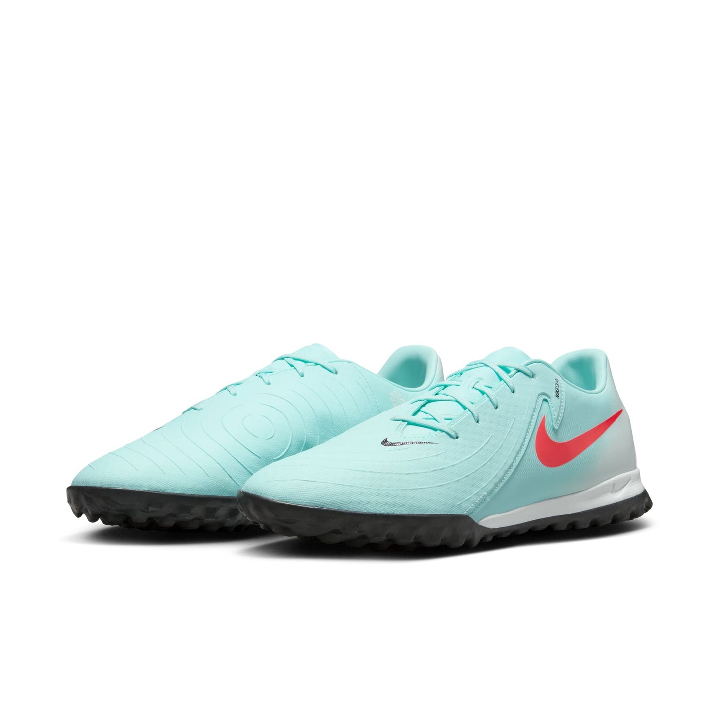 Nike Phantom GX 2 Academy TF Turf Soccer Cleats- Mint/Atomic Red-Off Noir
