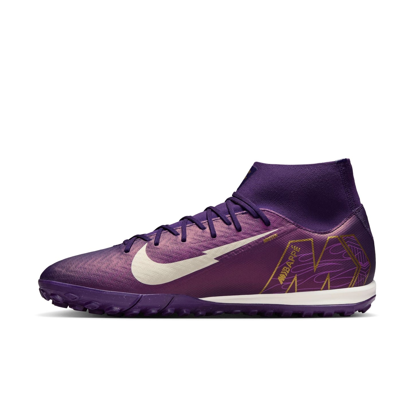Nike Air Zoom Mercurial Superfly 10 Academy "Kylian Mbappé" TF Turf Soccer Cleats - Grand Purple/Pale Ivory