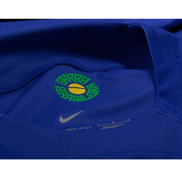 Nike Brazil Raphinha Away Jersey 22/23 w/ World Cup 2022 Patches (Paramount Blue/Green Spark)