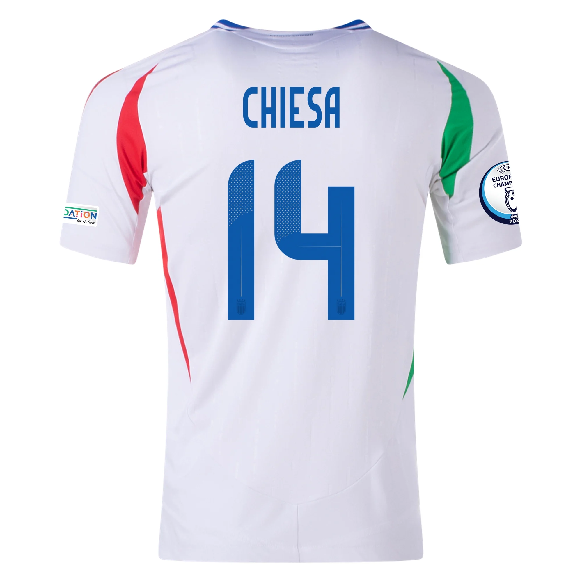 adidas Italy Authentic Federico Chiesa Away Jersey w/ Euro 2024 Patches 24/25 (White)