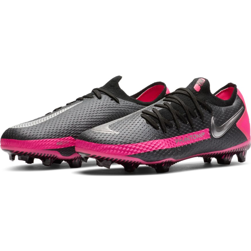 Nike Jr. Phantom GT Pro FG- BLACK/METALLIC SILVER-PINK BLAST