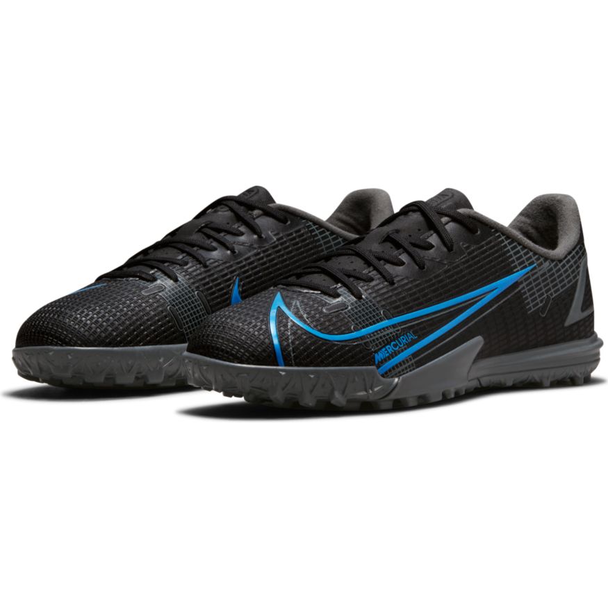 Nike Junior Mercurial Vapor 14 Academy TF Artificial Turf Soccer Shoe - Black/Black/IronGrey