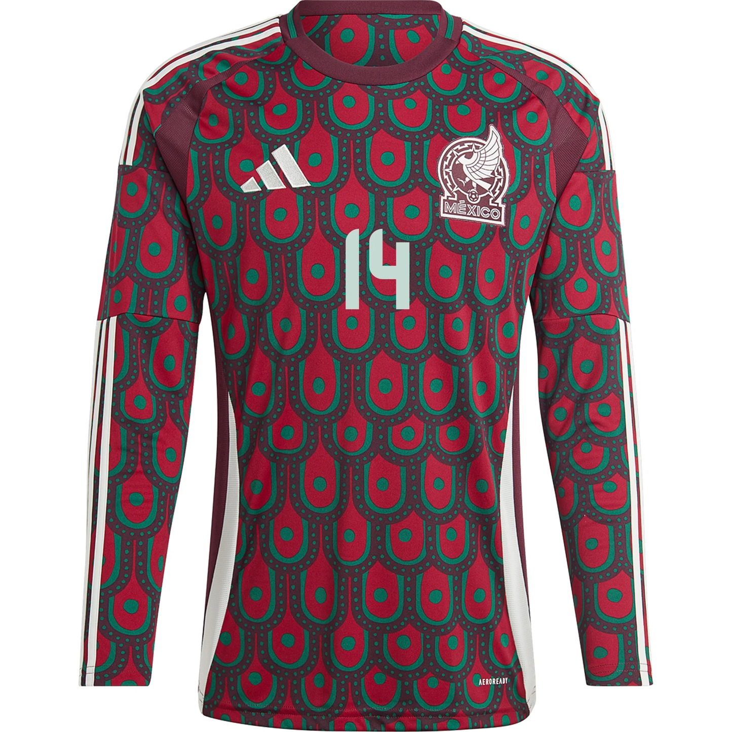 adidas Mens Mexico Chicharito Home Long Sleeve Jersey 24/25 (Multicolor)
