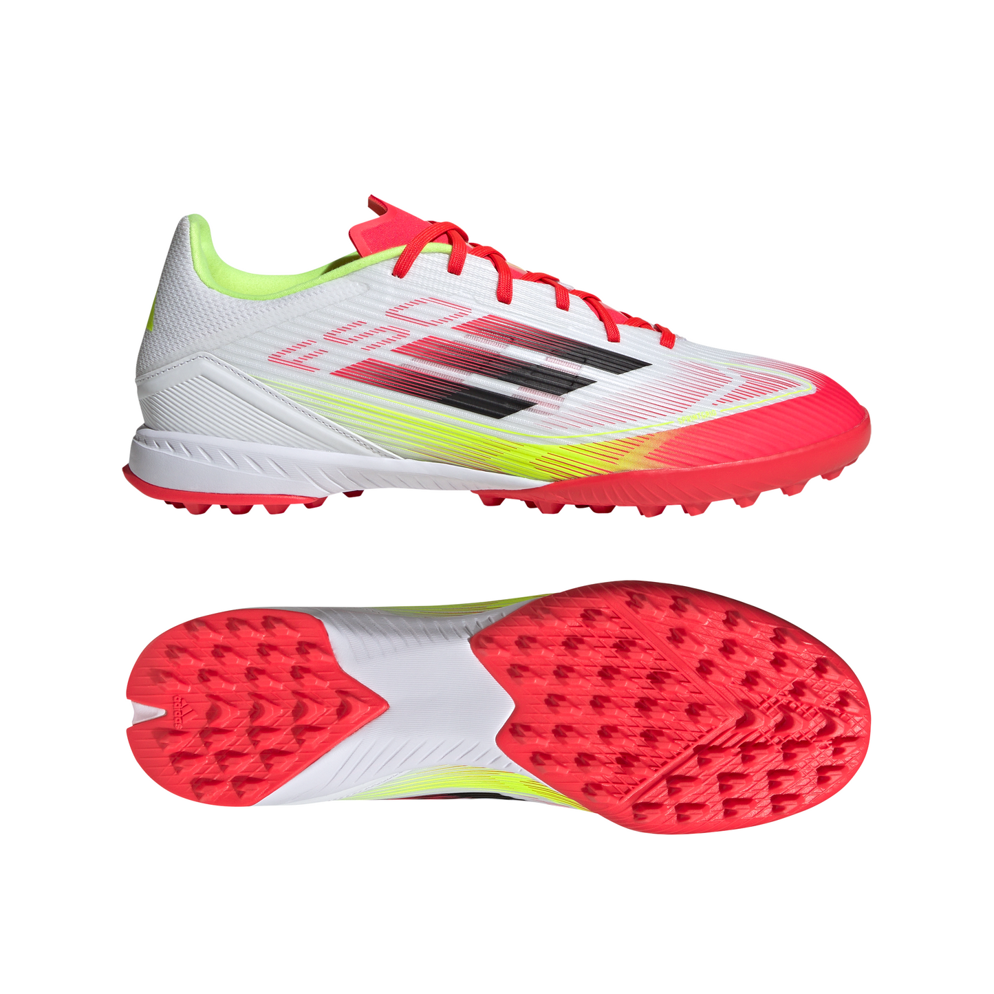 adidas F50 League TF Turf Soccer Cleats- Cloud White/Core Black /Solar Yellow