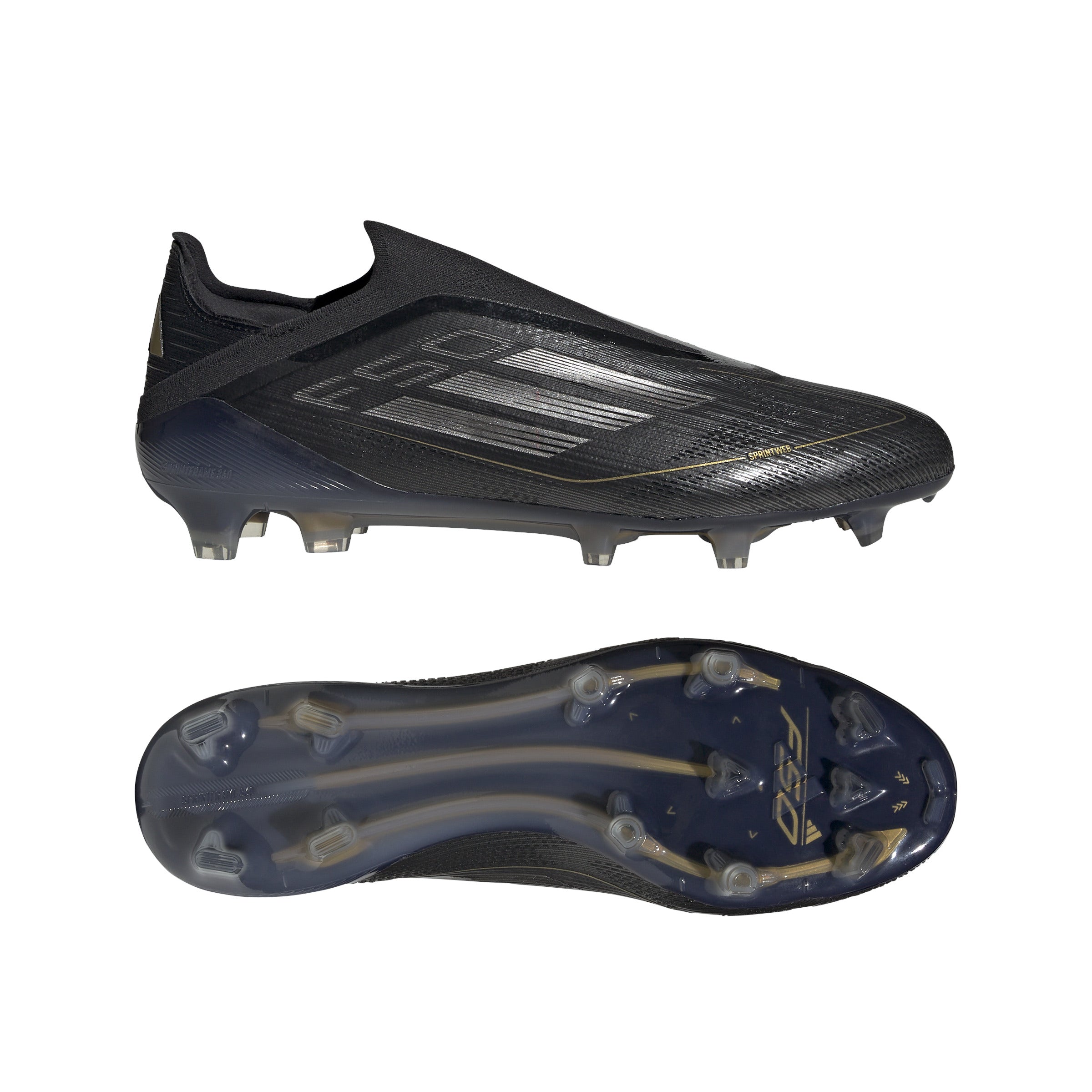 adidas F50 Elite Laceless FG- Core Black / Iron Metallic / Gold Metallic