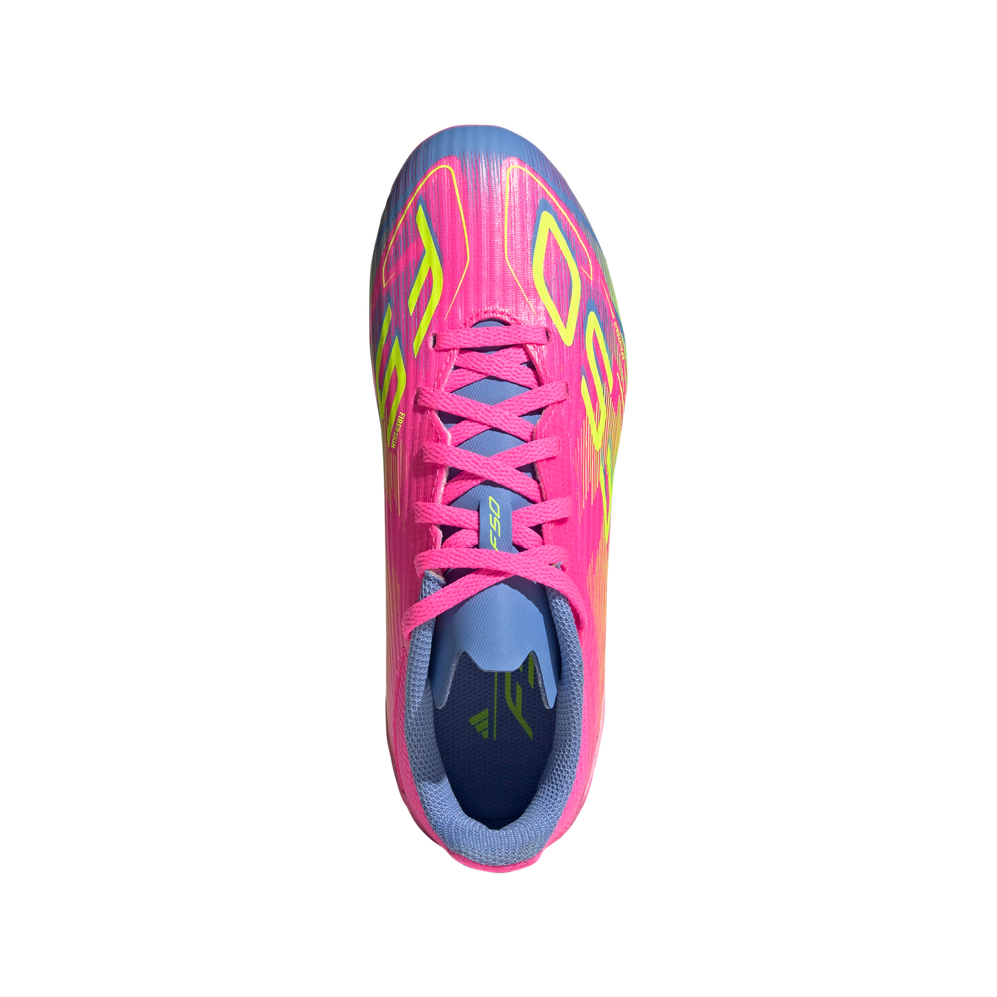 adidas F50 League Junior FG Firm Ground Soccer Cleats - Lucid Pink/Lucid Lemon/Blue Fusion