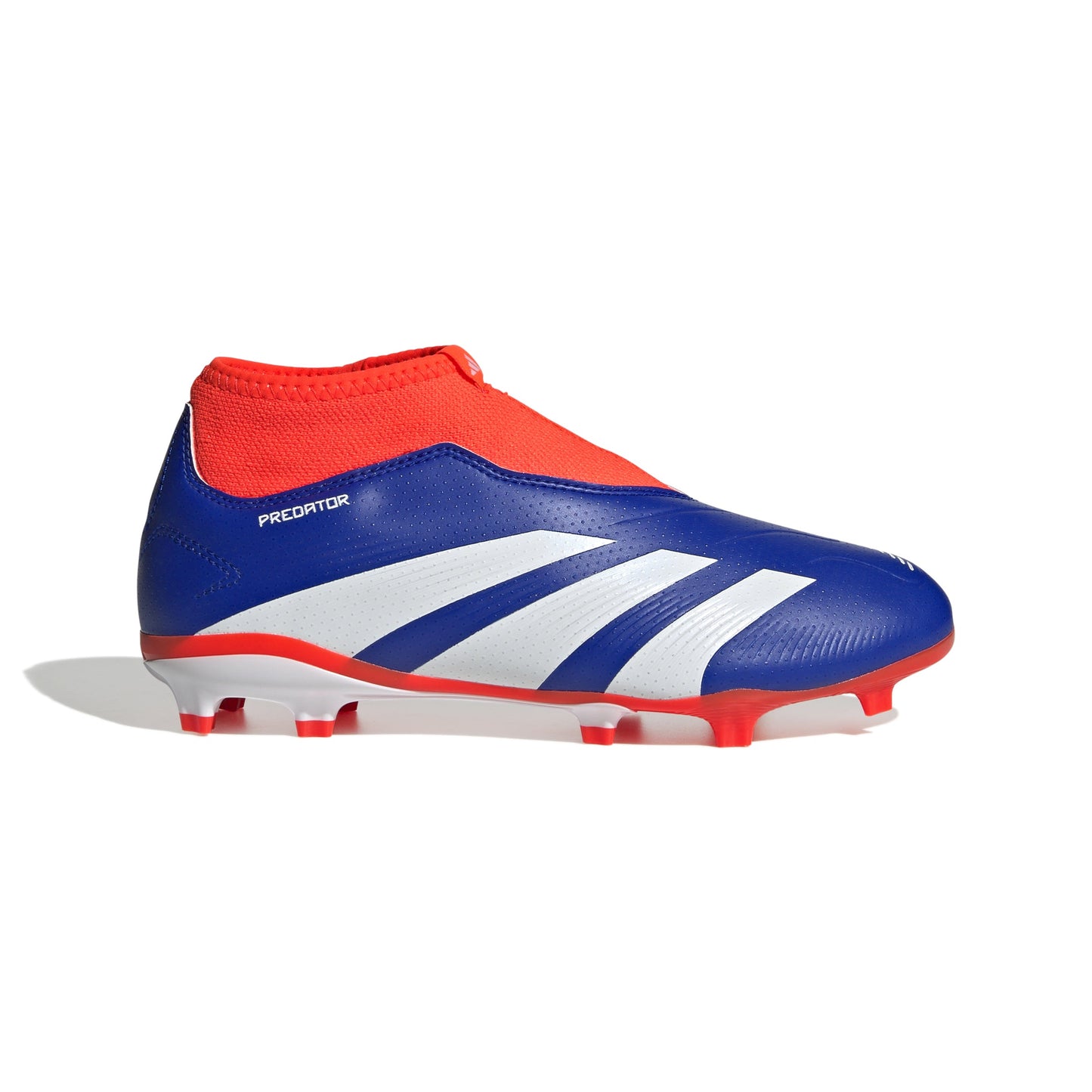 adidas Junior Predator League Laceless FG Firm Ground Soccer Cleats -Lucid Blue / Cloud White /Solar Red