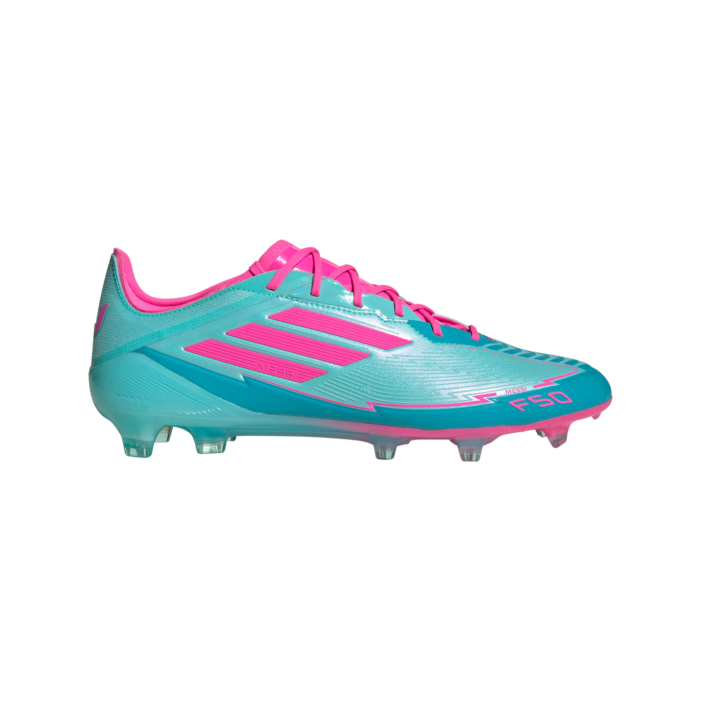 adidas F50 Elite Messi FG Firm Ground Soccer Cleats- Flash Aqua/ Lucid Pink/ Lucid Cyan