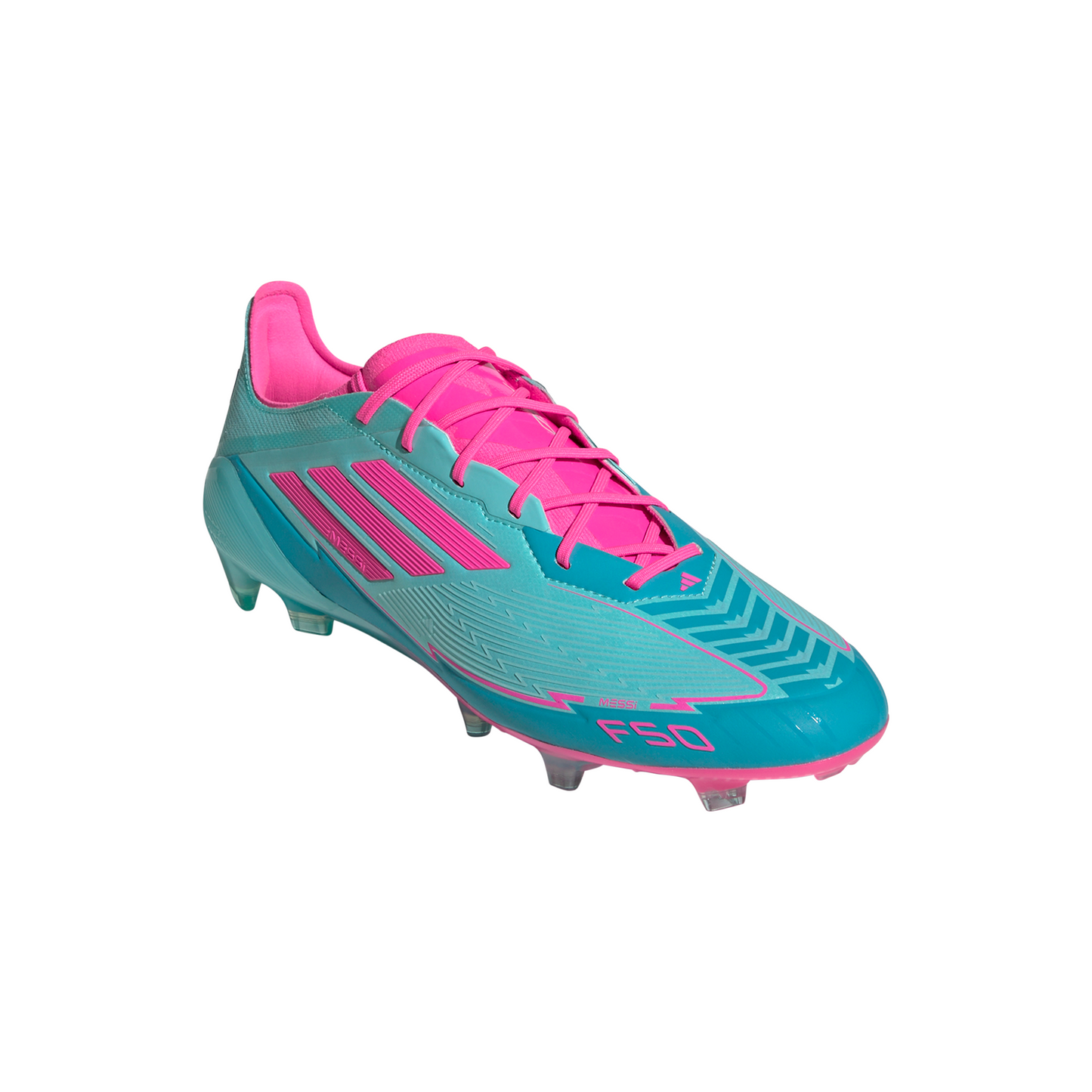 adidas F50 Elite Messi FG Firm Ground Soccer Cleats- Flash Aqua/ Lucid Pink/ Lucid Cyan