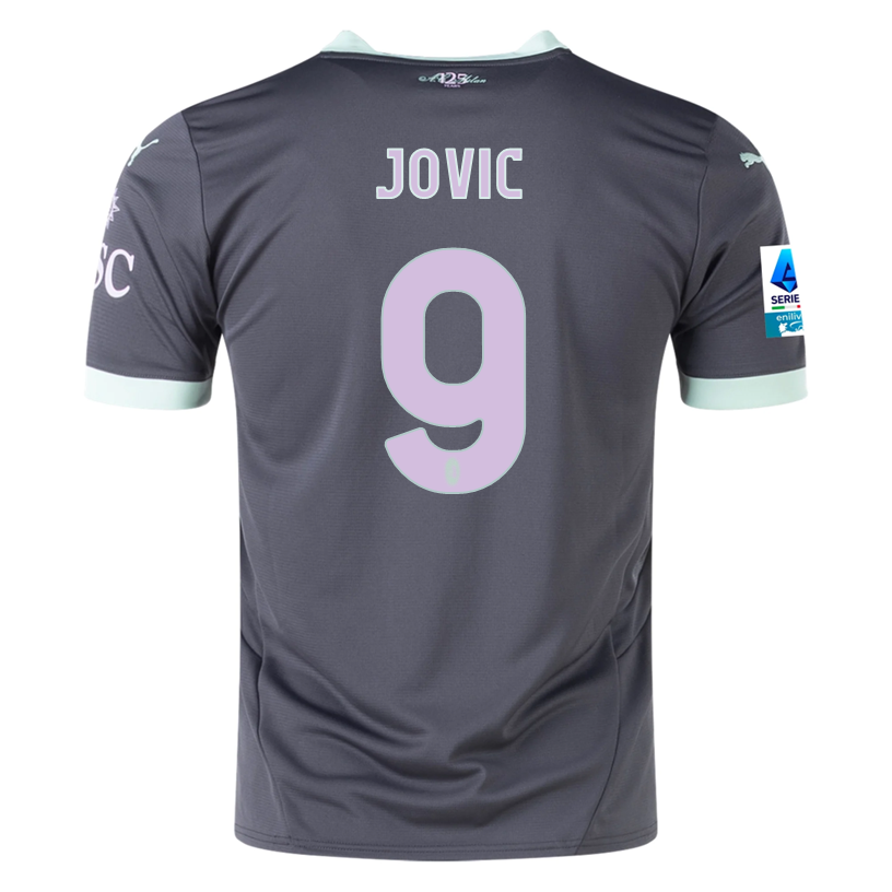 Puma AC Milan Luka Jovic Third Jersey w/ Serie A Patch 24/25 (Shadow Gray/Fresh Mint)