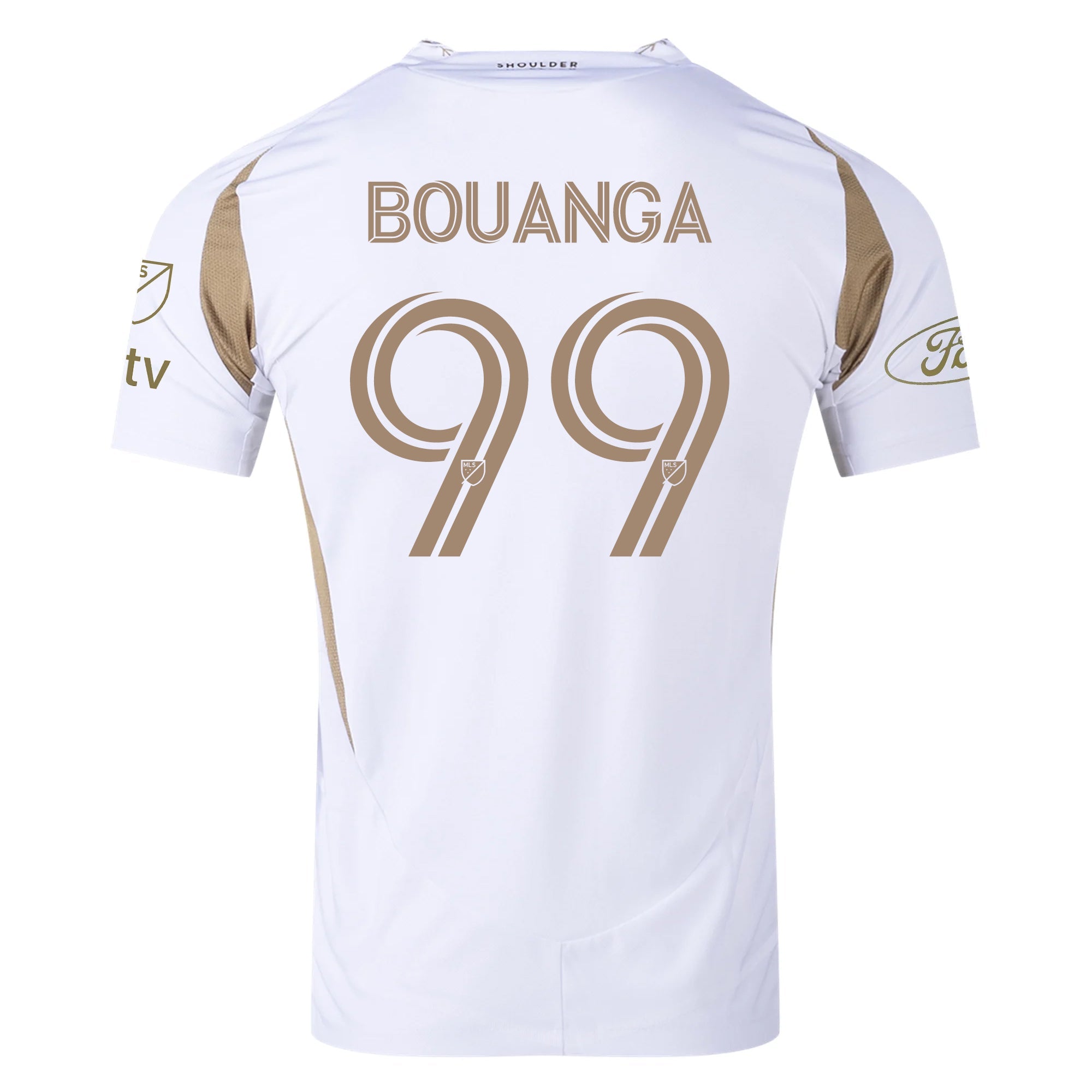 adidas Denis Bouanga LAFC Authentic Away Jersey w/ MLS + Apple + Ford Logo 25/26 (White/Gold)