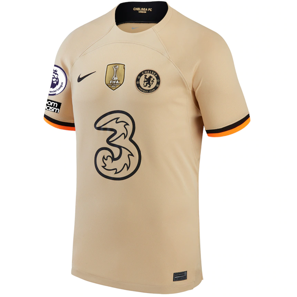 Nike Chelsea Chukwuemeka Third Jersey w/ EPL + No Room For Racism + Club World Cup Patches 22/23 (Sesame/Black)