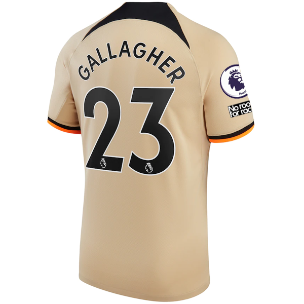 Nike Chelsea Connor Gallagher Third Jersey w/ EPL + No Room For Racism + Club World Cup Patches 22/23 (Sesame/Black)