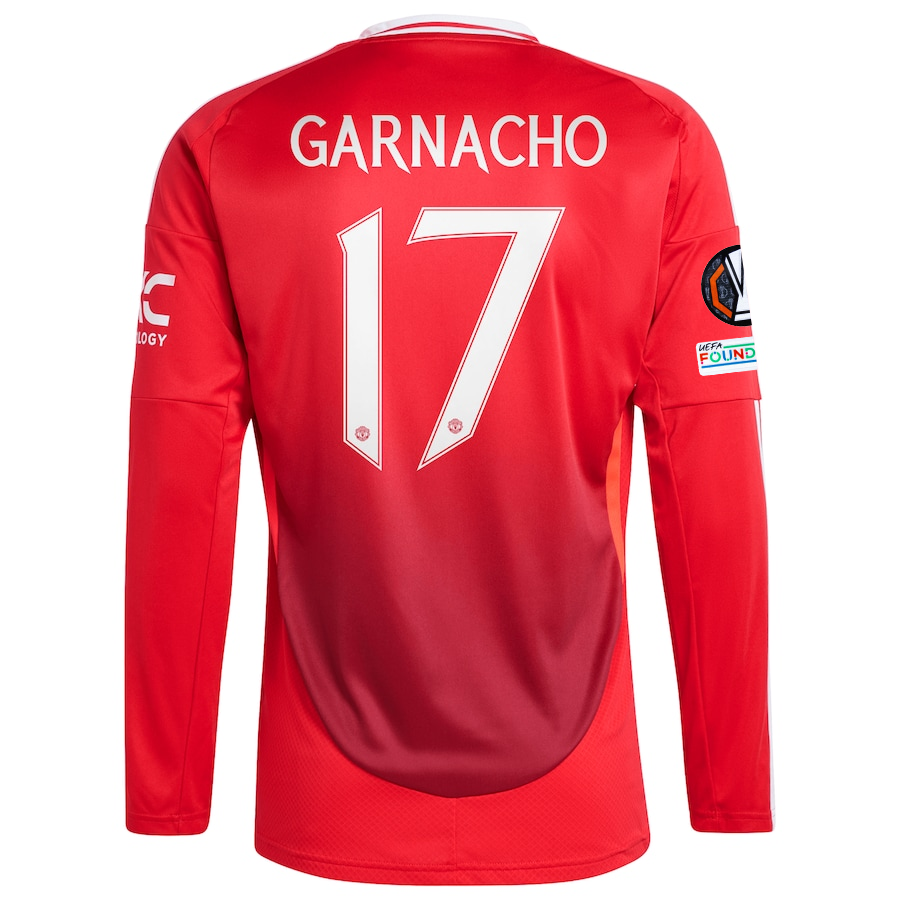 adidas Manchester United Alejandro Garnacho Long Sleeve Home Jersey w/ Europa League Patches 24/25 (Red)