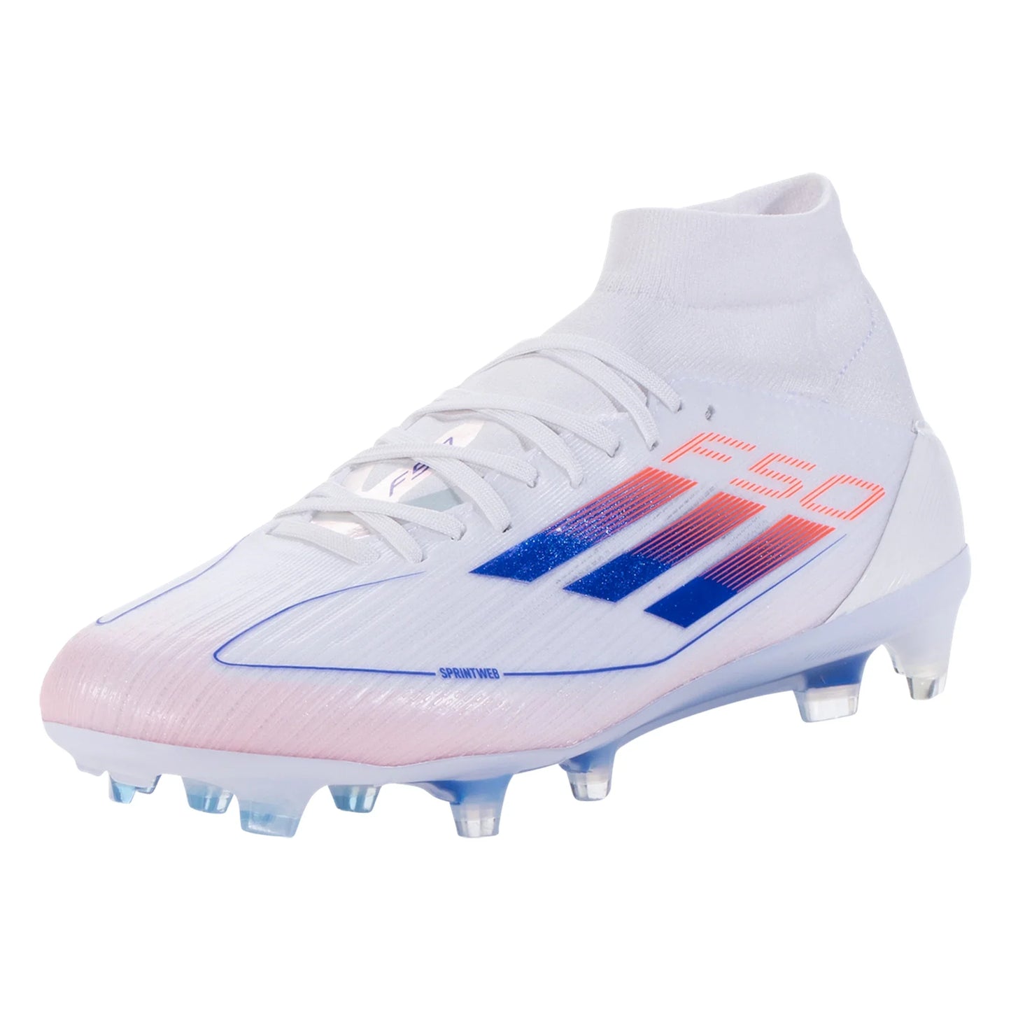 adidas F50 Pro Mid FG Women’s Firm Ground Soccer Cleat - White/Solar Red/Lucid Blue