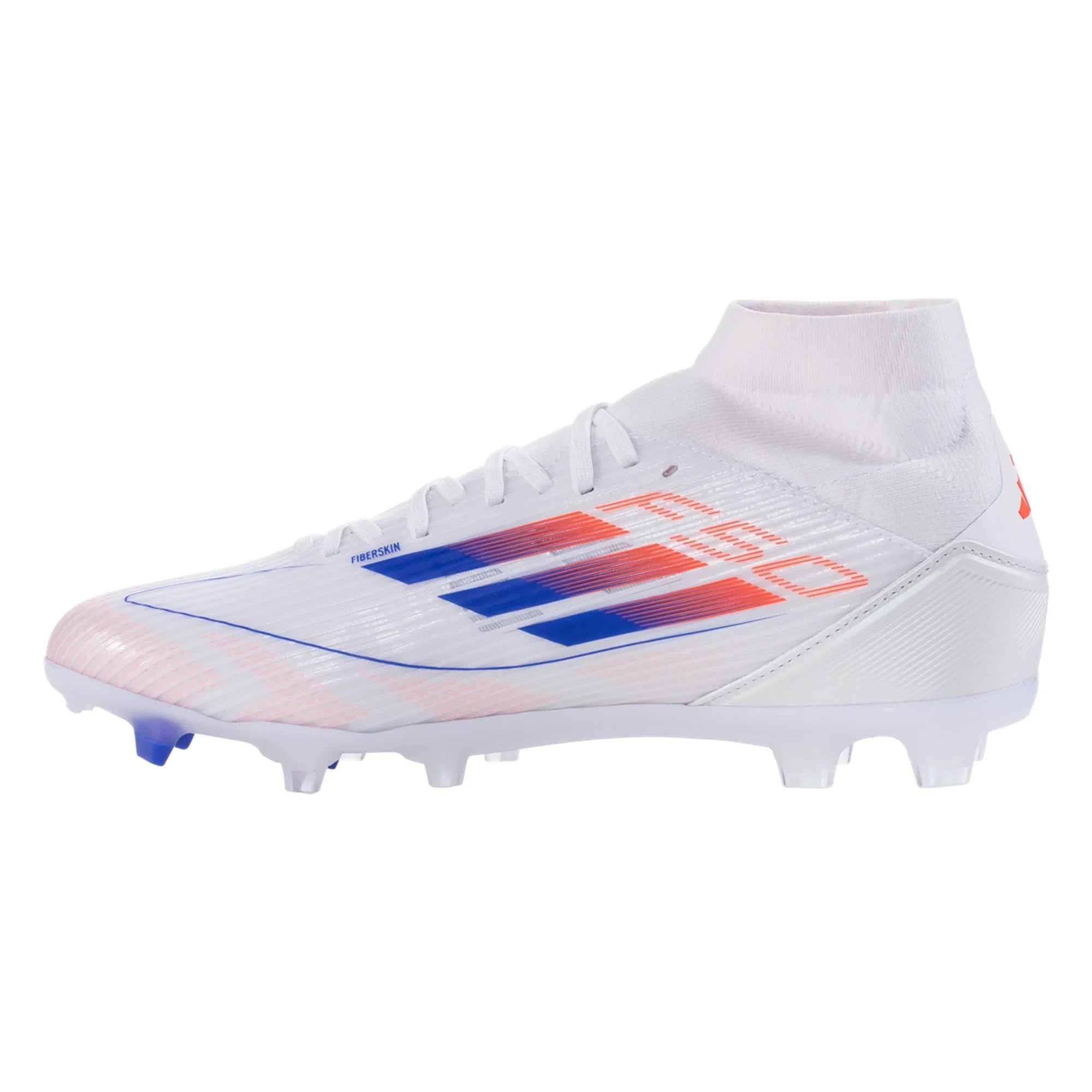 adidas F50 League Mid FG/MG Women’s Firm Ground Soccer Cleat - White/Solar Red/Lucid Blue