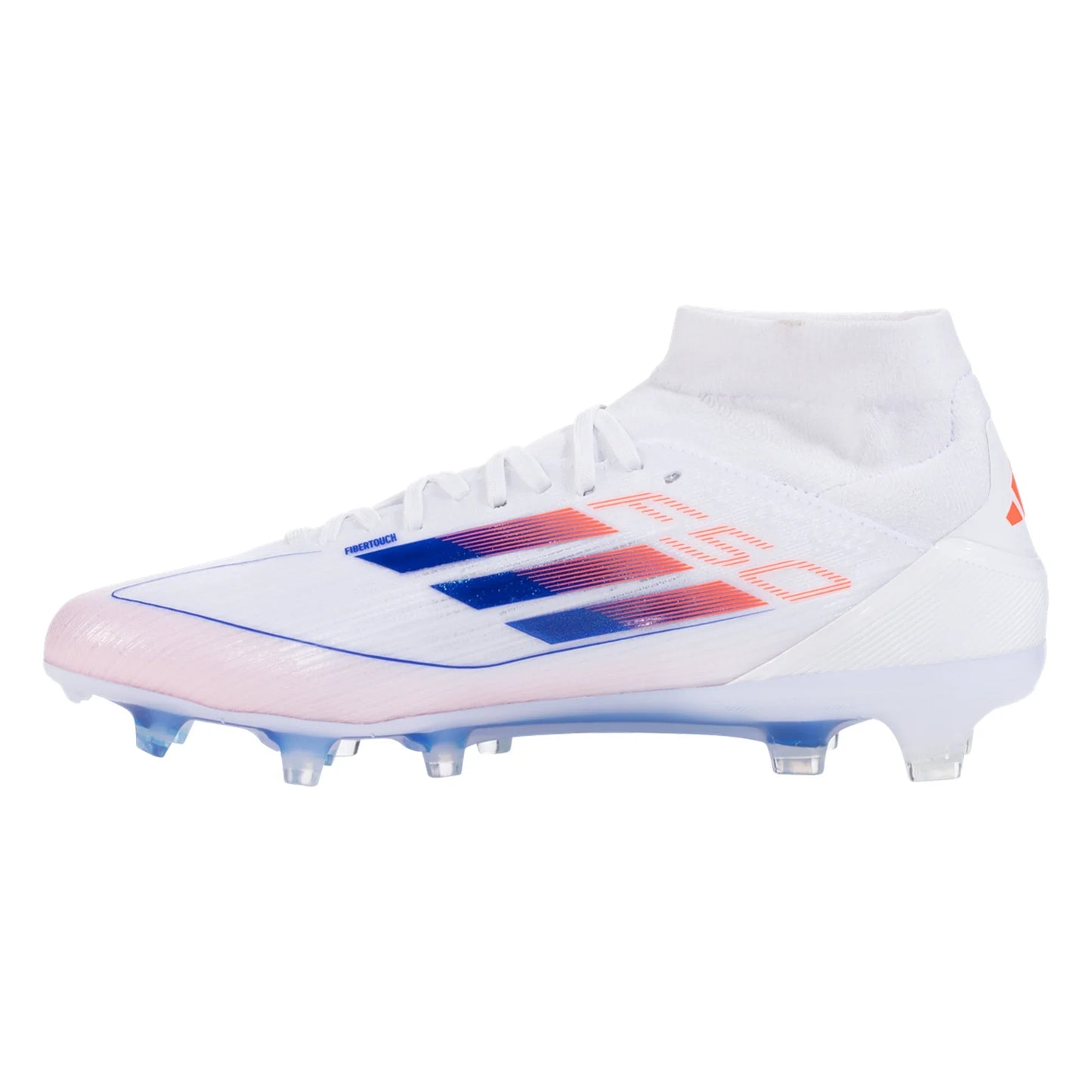 adidas F50 Pro Mid FG Women’s Firm Ground Soccer Cleat - White/Solar Red/Lucid Blue