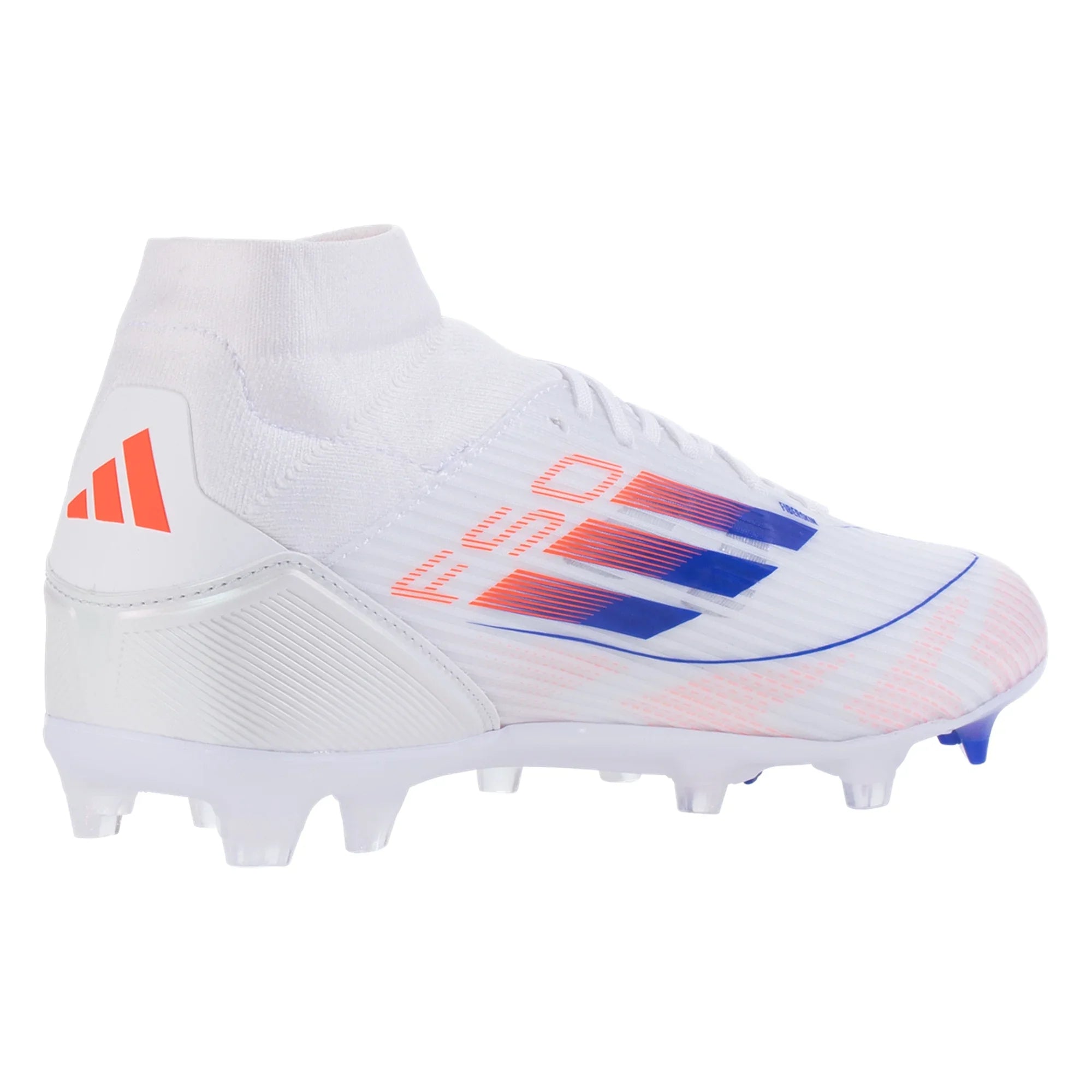 adidas F50 League Mid FG/MG Women’s Firm Ground Soccer Cleat - White/Solar Red/Lucid Blue