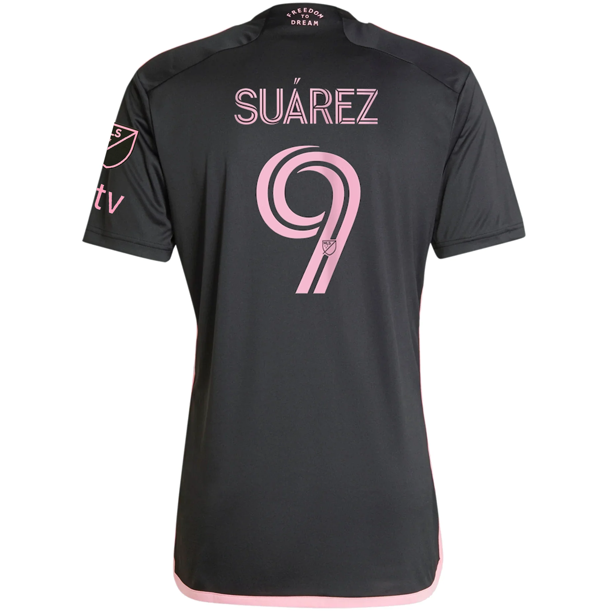 adidas Inter Miami Luis Suarez Royal Caribbean Away Jersey w/ MLS + Apple TV Patches 23/24 (Black/Bliss Pink)