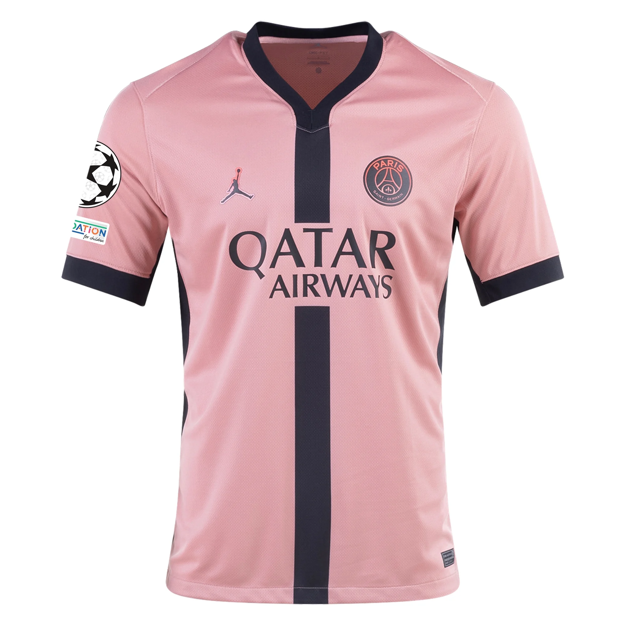 Nike Paris Saint-Germain Bradley Barcola Third Jersey w/ Champions League Patches 24/25 (Rust Pink/Black)