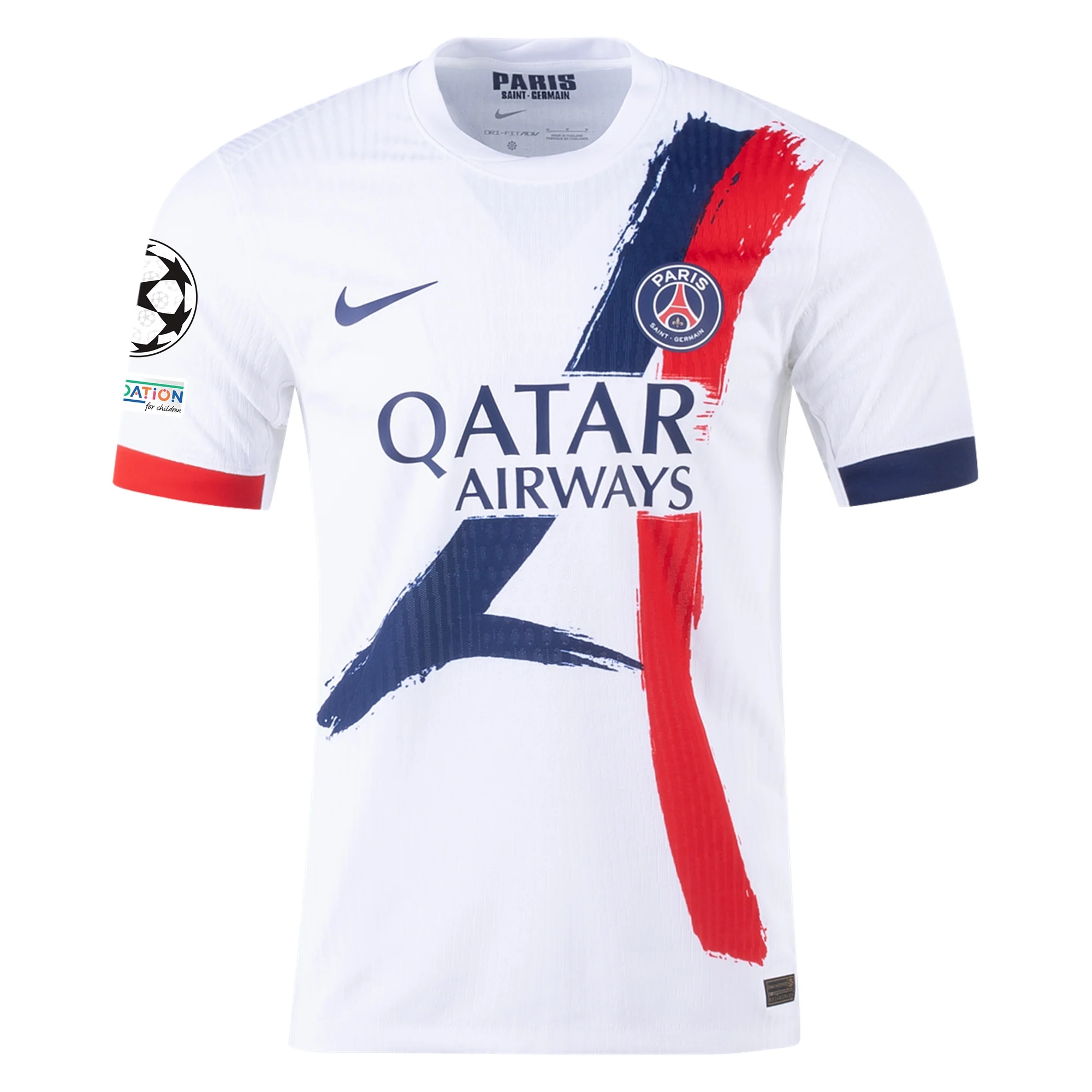 Nike Paris Saint-Germain Authentic Gonçalo Ramos Away Jersey w/ Champions League Patches 24/25 (White/Midnight Navy)