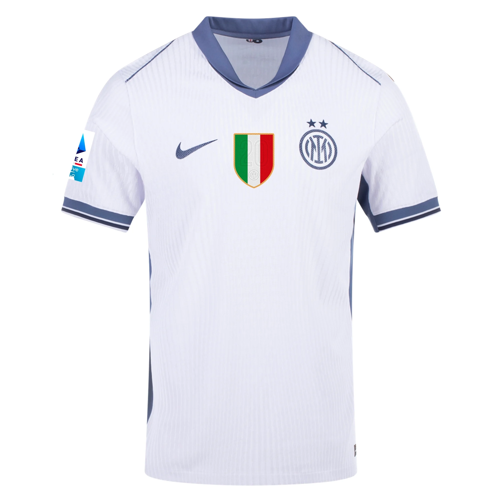 Nike Inter Milan Authentic Denzel Dumfries Away Jersey w/ Serie A + Scudetto Patch 24/25 (White/Silver)