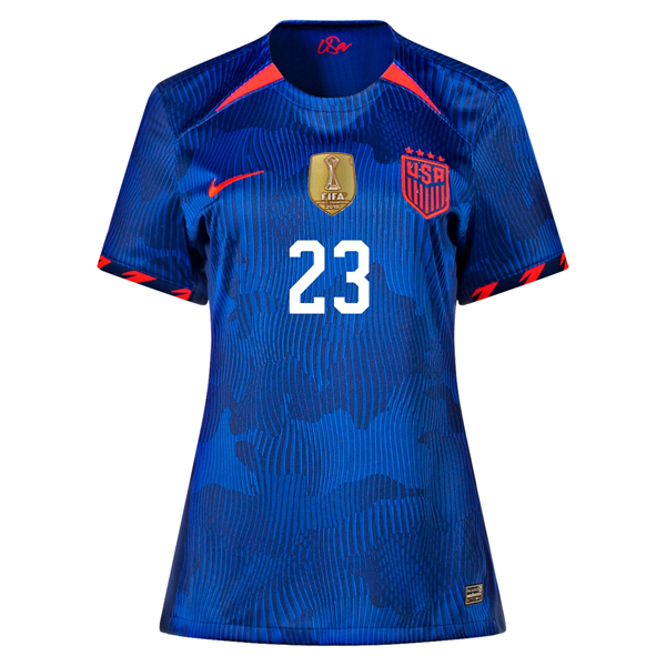 Nike Womens United States Emily Fox 4 Star Away Jersey 23/24 w/ 2019 World Cup Champion Patch (Hyper Royal/Loyal Blue)