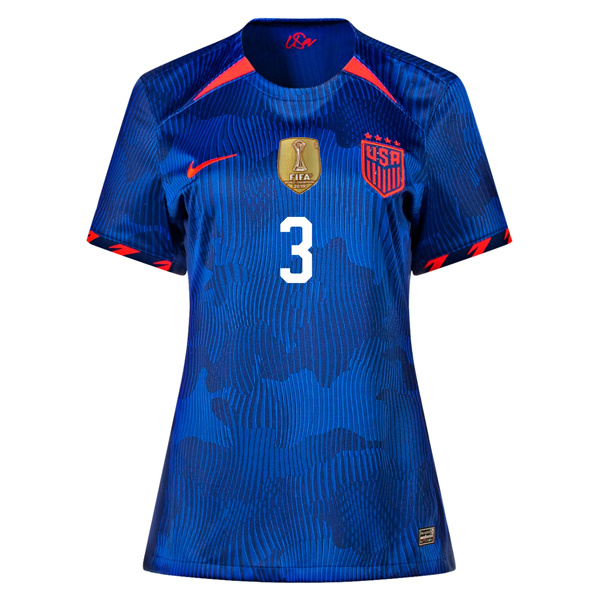 Nike Womens United States Sofia Huerta 4 Star Away Jersey 23/24 w/ 2019 World Cup Champion Patch (Hyper Royal/Loyal Blue)