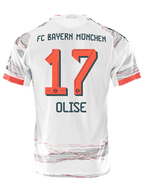 adidas Olise Authentic Away Jersey 25/26 w/ Sponsor + Meister Bundesliga Patch (White/Red)
