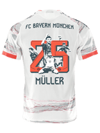 adidas Muller Special Authentic Away Jersey 25/26 w/ Sponsor + Meister Bundesliga Patch (White/Red)