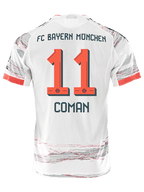 adidas Coman Authentic Away Jersey 25/26 w/ Sponsor + Meister Bundesliga Patch (White/Red)
