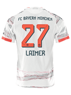 adidas Laimer Authentic Away Jersey 25/26 w/ Sponsor + Meister Bundesliga Patch (White/Red)