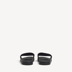 Balenciaga Pool Slide Sandal Black avec logo 3D blanc