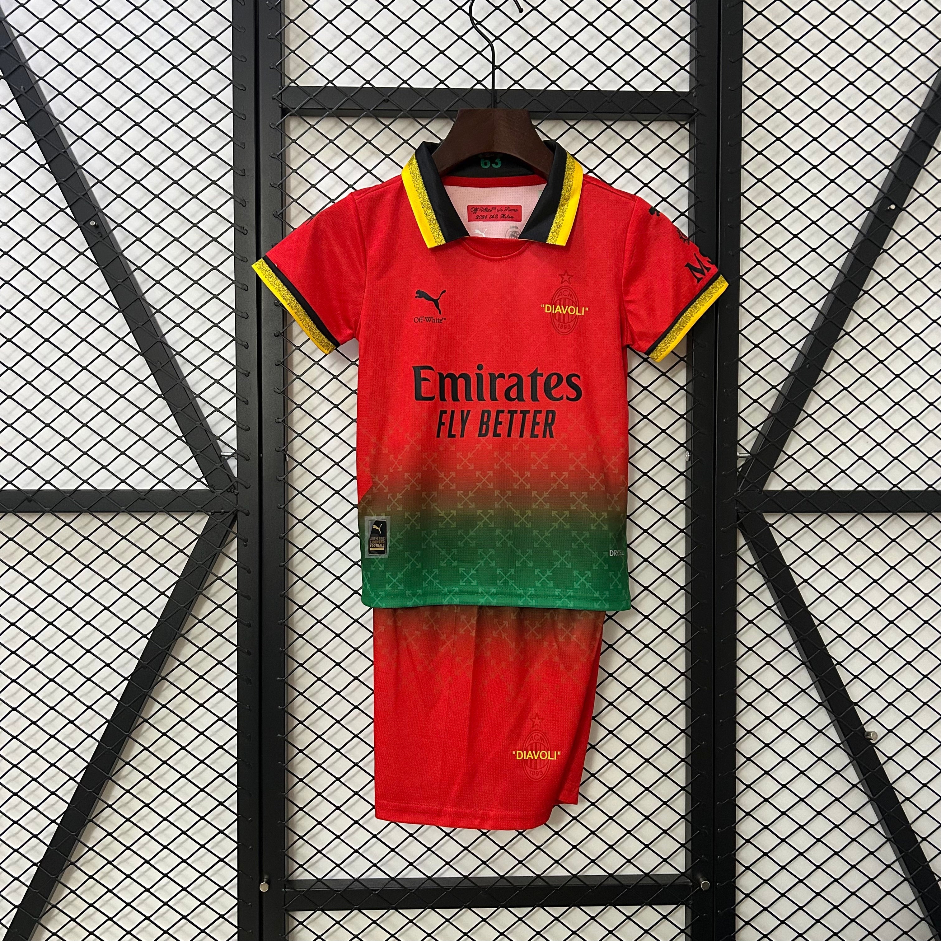 Kids A.C. Milan 2024/25 Red OFFXWHITE Jersey