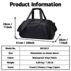 Sac de Sport Voyage Imperméable avec Compartiment Chaussures – Grande Capacité Noir 50cm
