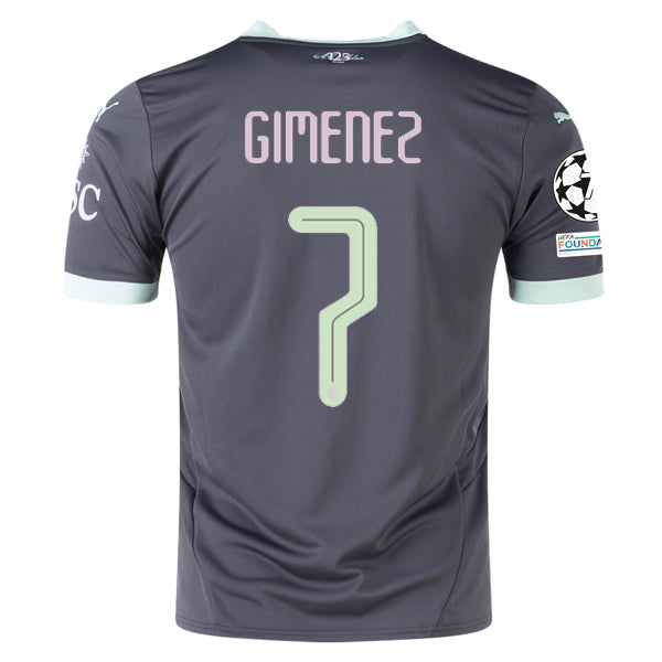Puma AC Milan Santi Gimenez Third Jersey w/ Champions League Patches 24/25 (Shadow Gray/Fresh Mint)