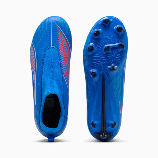 Puma Ultra 6 Match Laceless+ FG/AG JR- Ultra Blue/White/Glowing Red