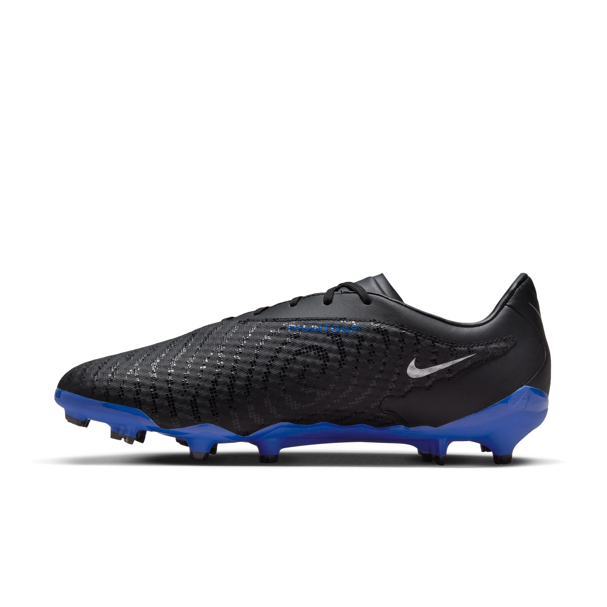 Nike Phantom GX Academy FG Firm Ground Soccer Cleats - Black/Chrome/Hyper Royal