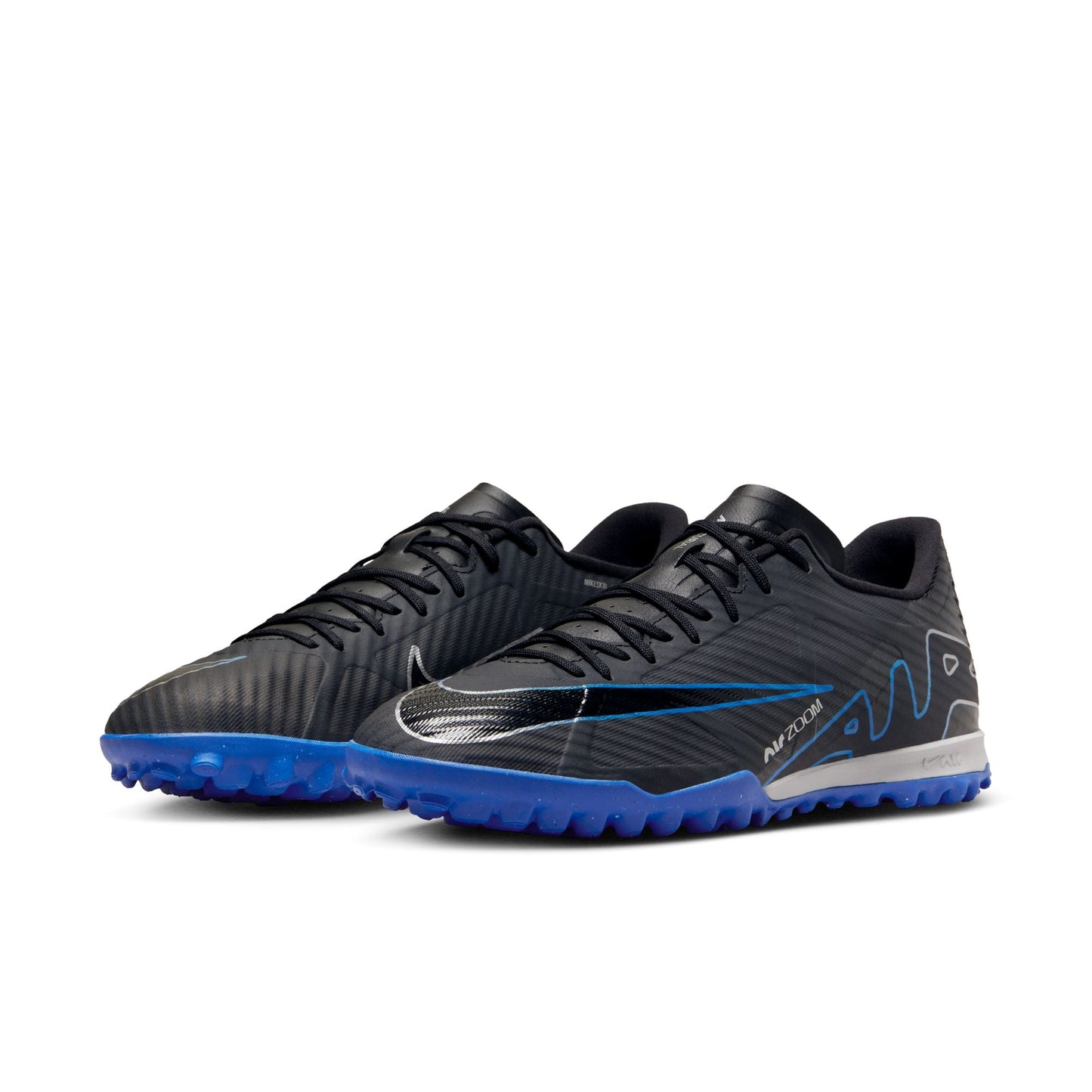 Nike Zoom Mercurial Vapor 15 Academy TF Turf Soccer Shoes - Black/Chrome/Hyper Royal