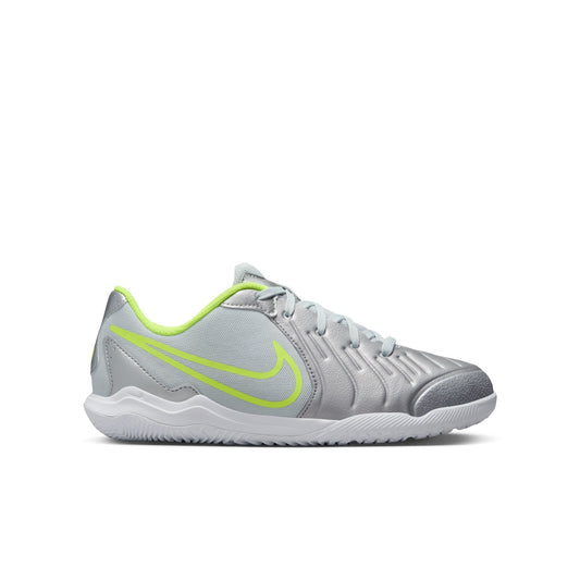 Nike Junior Tiempo Legend 10 Academy Indoor- Metallic Silver/Black-Volt