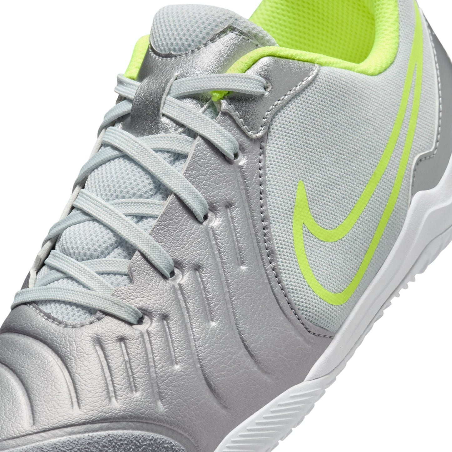 Nike Junior Tiempo Legend 10 Academy Indoor- Metallic Silver/Black-Volt