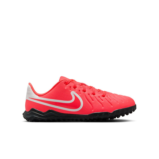 Nike Junior Tiempo Legend 10 Club TF Turf Soccer Cleat - Hot Lava/White