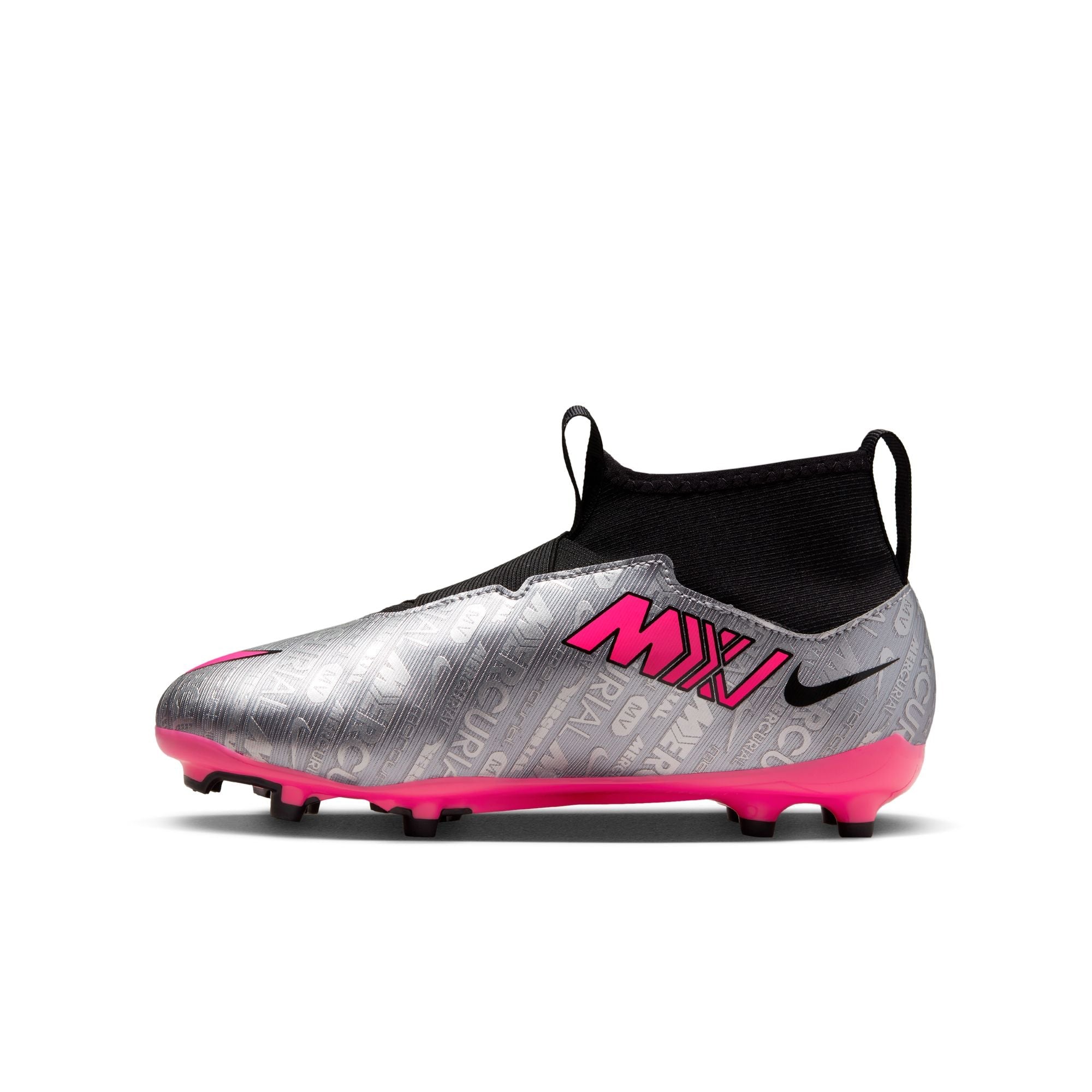 Nike Jr. Zoom Mercurial Superfly 9 Academy FG/MG - Metallic Silver/Black/Volt/Hyper Pink