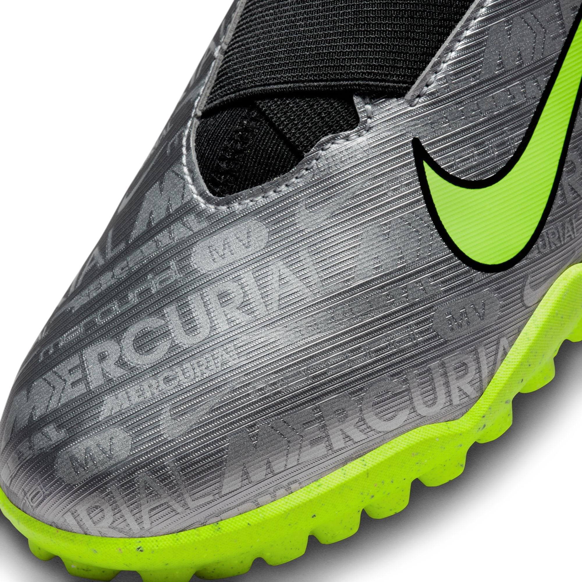 Nike Junior Zoom Vapor 15 Academy XXV TF Turf Shoes - MetallicSilver/Volt/Black