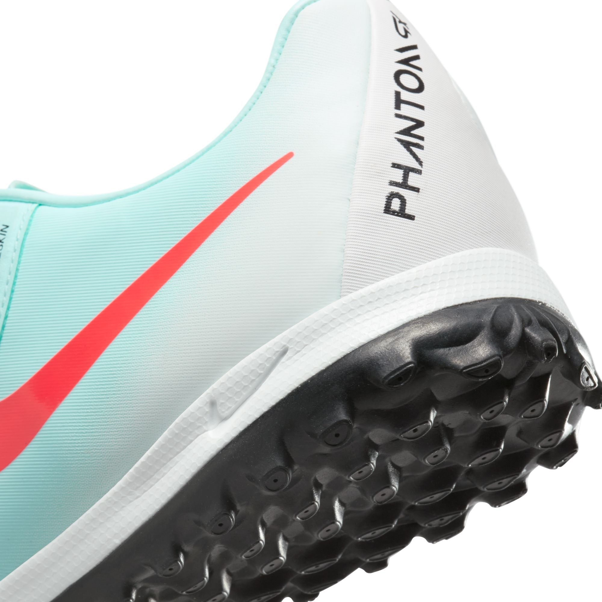 Nike Phantom GX 2 Academy TF Turf Soccer Cleats-  Mint/Atomic Red-Off Noir